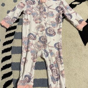 Burt's Bees Pink & Blue Seashell Print Baby Footie